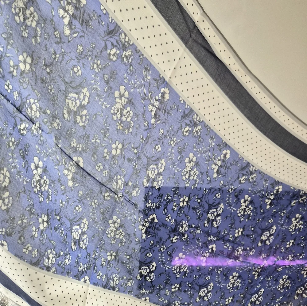 ​Ann Taylor Blue Floral & Polka Dot Modal Scarf - Navy/White Mixed Print - Picture 4 of 4